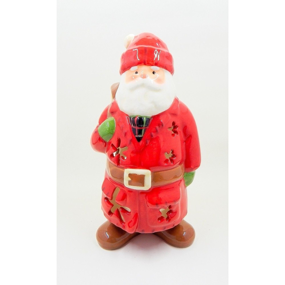 Hallmark North Woods Ceramic Santa Luminary Tea Light Candle Holder